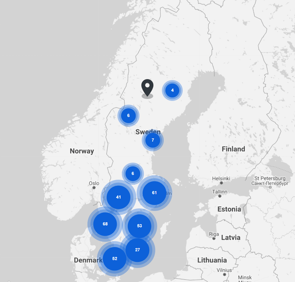 Nilfisk Dealer Map Sweden