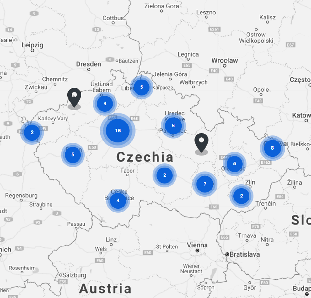 Nilfisk Dealer Map Czech